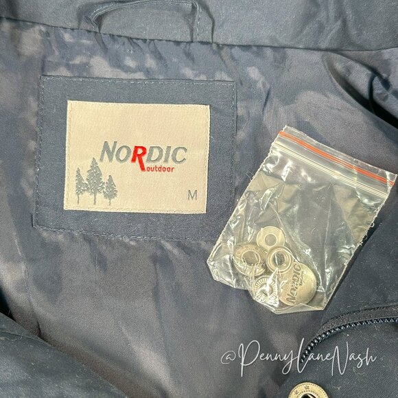 Nordic Outdoor Snap Front Rain Jacket Size M Navy - Picture 7 of 14